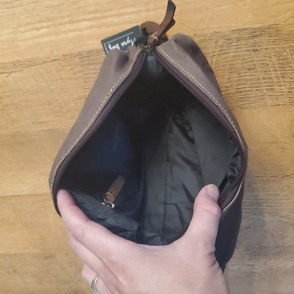Myra Bag NWT Dark Brown Mens Toiletry Bag Mountain Dawn Shaving Kit Bag - Picture 7 of 8
